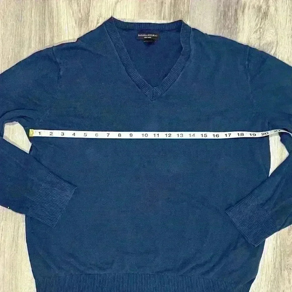 Banana Republic Silk Linen Men's Blue V-Neck Long Sleeve Pullover Sweater Size L - Picture 3 of 8